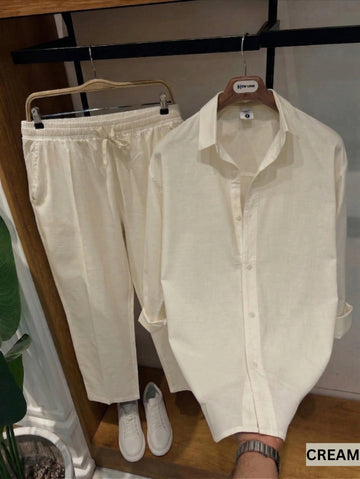 The Santorini Linen Top & Bottom Set